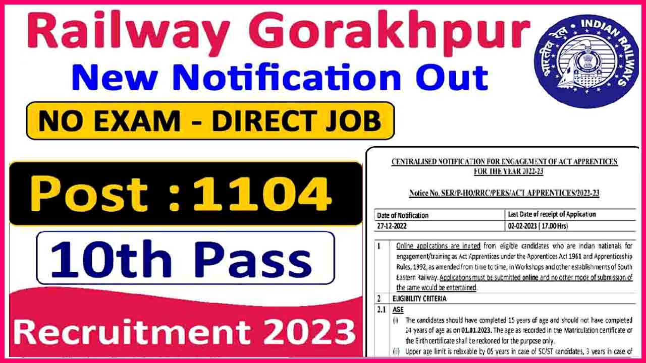 RRC NER Apprentice Recruitment 2023 : उत्तर पूर्व रेलवे 1104 पदों पर भर्तियां कर रहा है ; योग्यता और अन्य जानकारी प्राप्त करें।